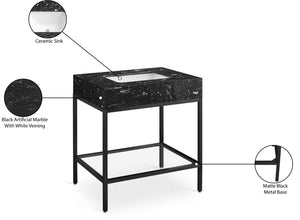 Marmo Artificial Marble / Iron Contemporary Black Artificial Marble Bathroom Vanity - 30" W x 23" D x 34" H