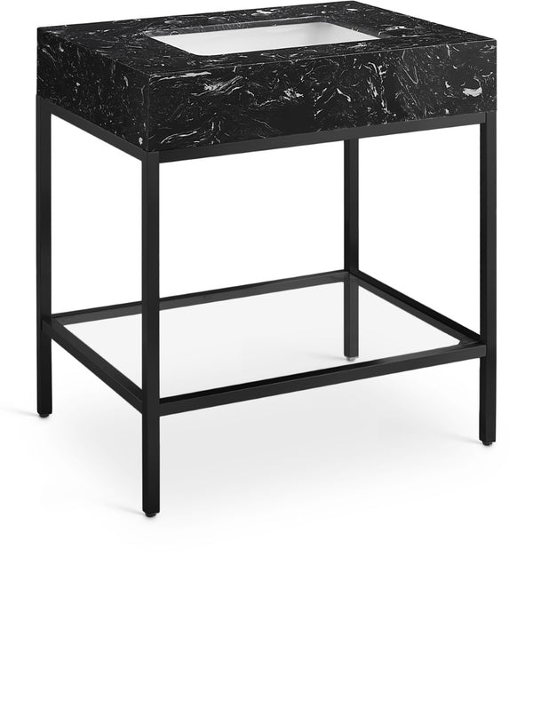 Marmo Artificial Marble / Iron Contemporary Black Artificial Marble Bathroom Vanity - 30" W x 23" D x 34" H
