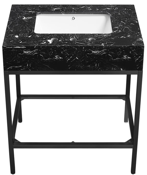 Marmo Artificial Marble / Iron Contemporary Black Artificial Marble Bathroom Vanity - 30" W x 23" D x 34" H