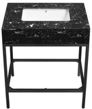 Marmo Artificial Marble / Iron Contemporary Black Artificial Marble Bathroom Vanity - 30" W x 23" D x 34" H