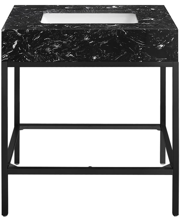 Marmo Artificial Marble / Iron Contemporary Black Artificial Marble Bathroom Vanity - 30" W x 23" D x 34" H