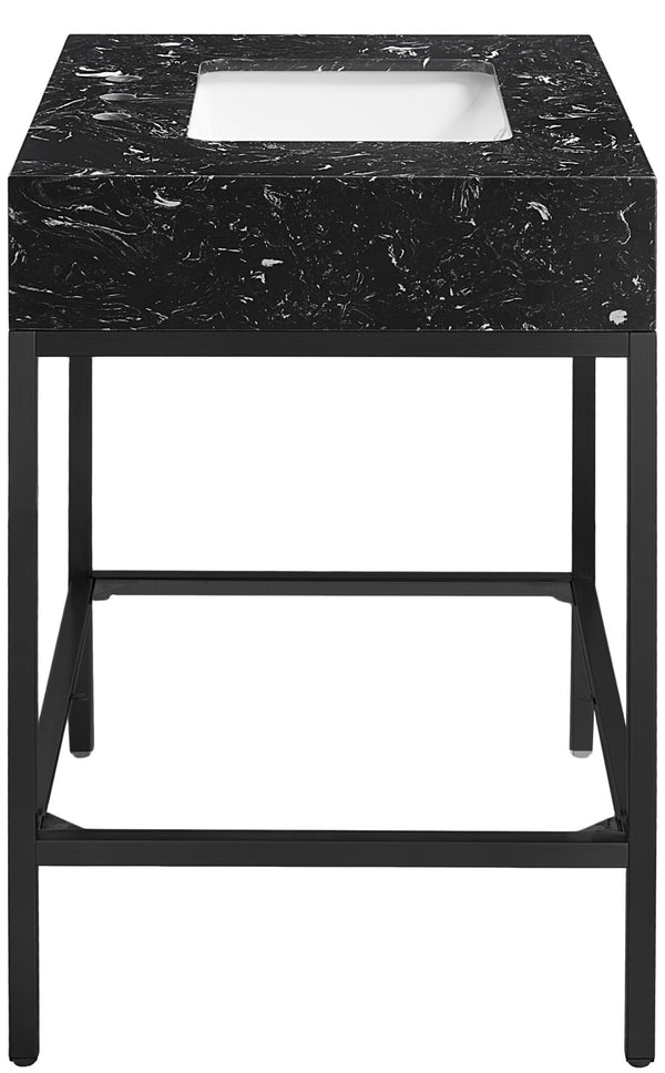Marmo Artificial Marble / Iron Contemporary Black Artificial Marble Bathroom Vanity - 30" W x 23" D x 34" H