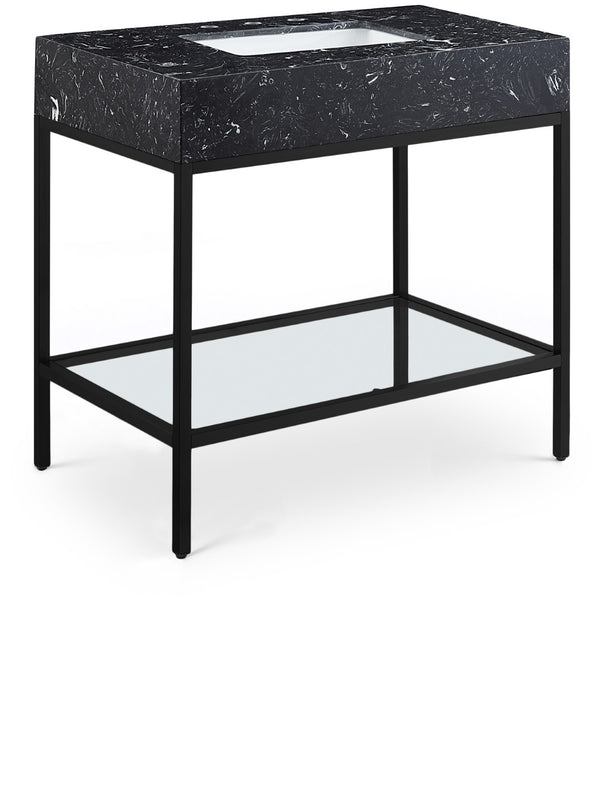 Marmo Artificial Marble / Iron Contemporary Black Artificial Marble Bathroom Vanity - 36" W x 23" D x 34" H
