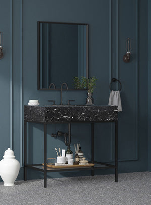 Marmo Artificial Marble / Iron Contemporary Black Artificial Marble Bathroom Vanity - 36" W x 23" D x 34" H