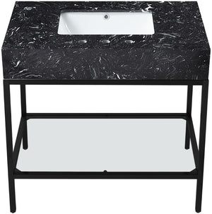 Marmo Artificial Marble / Iron Contemporary Black Artificial Marble Bathroom Vanity - 36" W x 23" D x 34" H