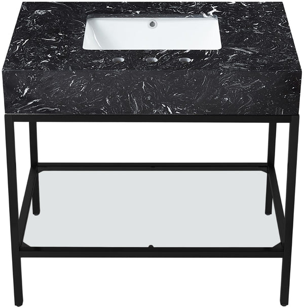 Marmo Artificial Marble / Iron Contemporary Black Artificial Marble Bathroom Vanity - 36" W x 23" D x 34" H