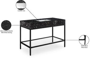 Marmo Artificial Marble / Iron Contemporary Black Artificial Marble Bathroom Vanity - 48" W x 23" D x 34" H