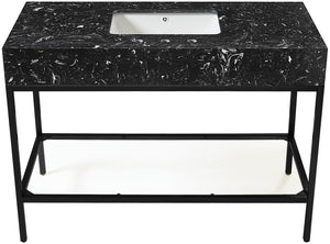 Marmo Artificial Marble / Iron Contemporary Black Artificial Marble Bathroom Vanity - 48" W x 23" D x 34" H