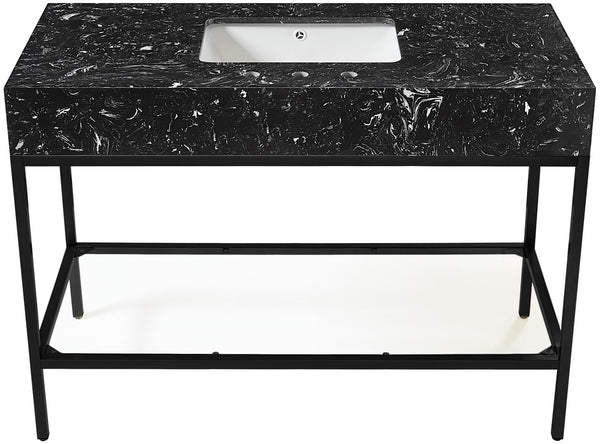 Marmo Artificial Marble / Iron Contemporary Black Artificial Marble Bathroom Vanity - 48" W x 23" D x 34" H