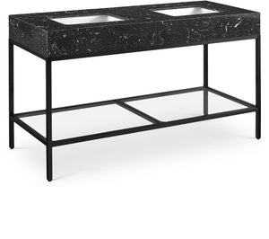 Marmo Artificial Marble / Iron Contemporary Black Artificial Marble Bathroom Vanity - 60" W x 23" D x 34" H