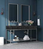 Marmo Artificial Marble / Iron Contemporary Black Artificial Marble Bathroom Vanity - 60" W x 23" D x 34" H