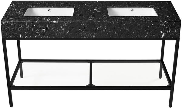 Marmo Artificial Marble / Iron Contemporary Black Artificial Marble Bathroom Vanity - 60" W x 23" D x 34" H