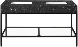 Marmo Artificial Marble / Iron Contemporary Black Artificial Marble Bathroom Vanity - 60" W x 23" D x 34" H