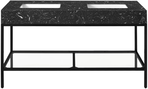 Marmo Artificial Marble / Iron Contemporary Black Artificial Marble Bathroom Vanity - 60" W x 23" D x 34" H
