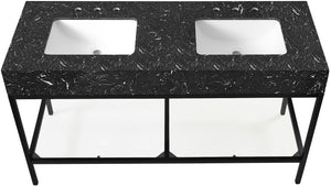 Marmo Artificial Marble / Iron Contemporary Black Artificial Marble Bathroom Vanity - 60" W x 23" D x 34" H