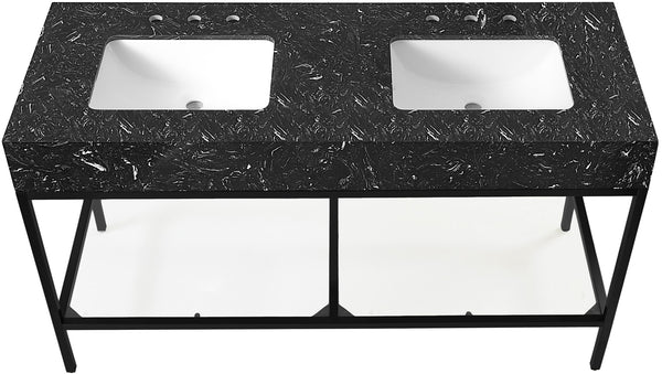 Marmo Artificial Marble / Iron Contemporary Black Artificial Marble Bathroom Vanity - 60" W x 23" D x 34" H