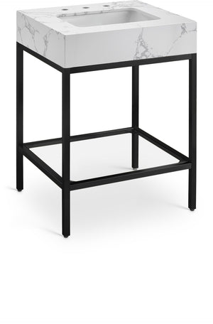 Marmo Artificial Marble / Iron Contemporary White Artificial Marble Bathroom Vanity - 24" W x 21" D x 34" H