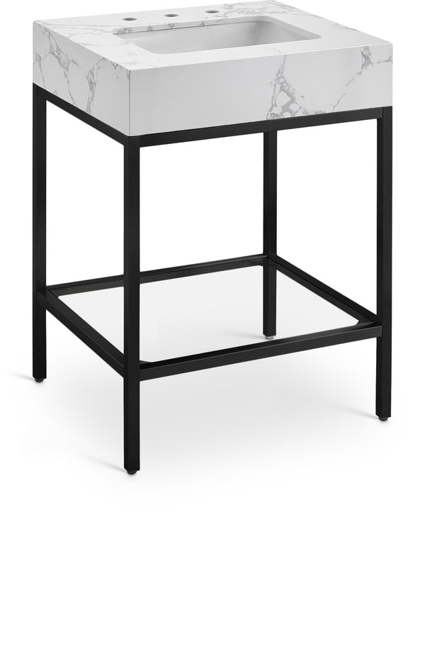 Marmo Artificial Marble / Iron Contemporary White Artificial Marble Bathroom Vanity - 24" W x 21" D x 34" H