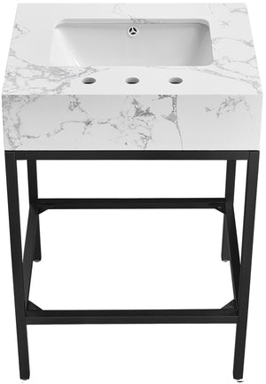 Marmo Artificial Marble / Iron Contemporary White Artificial Marble Bathroom Vanity - 24" W x 21" D x 34" H