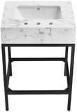 Marmo Artificial Marble / Iron Contemporary White Artificial Marble Bathroom Vanity - 24" W x 21" D x 34" H