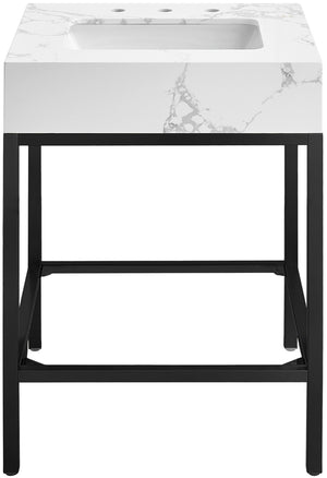 Marmo Artificial Marble / Iron Contemporary White Artificial Marble Bathroom Vanity - 24" W x 21" D x 34" H