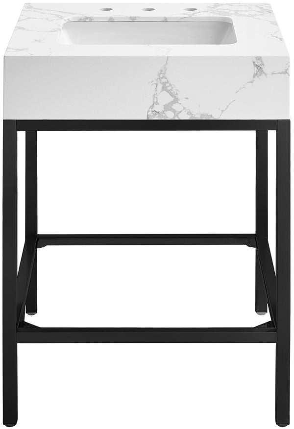 Marmo Artificial Marble / Iron Contemporary White Artificial Marble Bathroom Vanity - 24" W x 21" D x 34" H