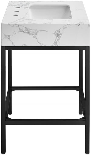 Marmo Artificial Marble / Iron Contemporary White Artificial Marble Bathroom Vanity - 24" W x 21" D x 34" H