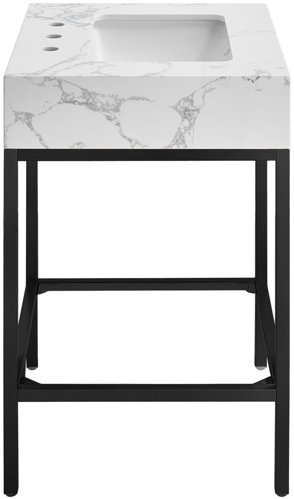 Marmo Artificial Marble / Iron Contemporary White Artificial Marble Bathroom Vanity - 24" W x 21" D x 34" H