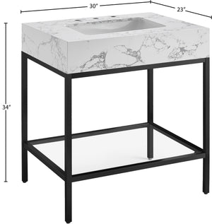 Marmo Artificial Marble / Iron Contemporary Black Artificial Marble Bathroom Vanity - 30" W x 23" D x 34" H