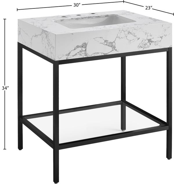 Marmo Artificial Marble / Iron Contemporary Black Artificial Marble Bathroom Vanity - 30" W x 23" D x 34" H