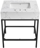 Marmo Artificial Marble / Iron Contemporary Black Artificial Marble Bathroom Vanity - 30" W x 23" D x 34" H