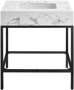Marmo Artificial Marble / Iron Contemporary Black Artificial Marble Bathroom Vanity - 30" W x 23" D x 34" H