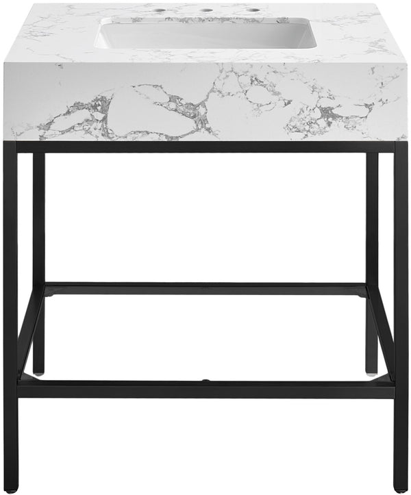 Marmo Artificial Marble / Iron Contemporary Black Artificial Marble Bathroom Vanity - 30" W x 23" D x 34" H