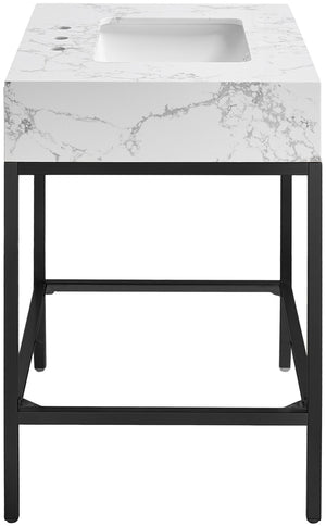 Marmo Artificial Marble / Iron Contemporary Black Artificial Marble Bathroom Vanity - 30" W x 23" D x 34" H