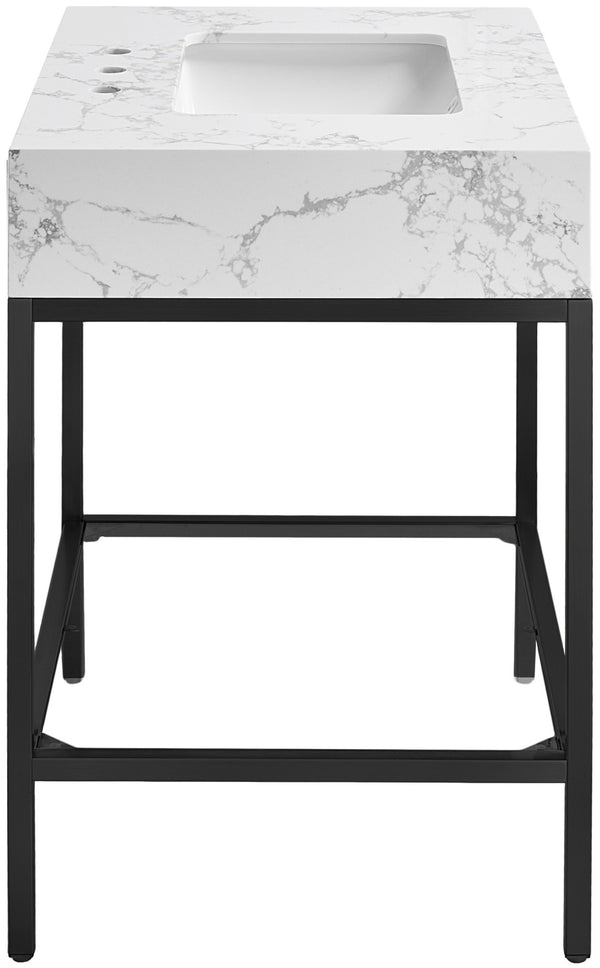 Marmo Artificial Marble / Iron Contemporary Black Artificial Marble Bathroom Vanity - 30" W x 23" D x 34" H