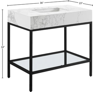 Marmo Artificial Marble / Iron Contemporary White Artificial Marble Bathroom Vanity - 36" W x 23" D x 34" H