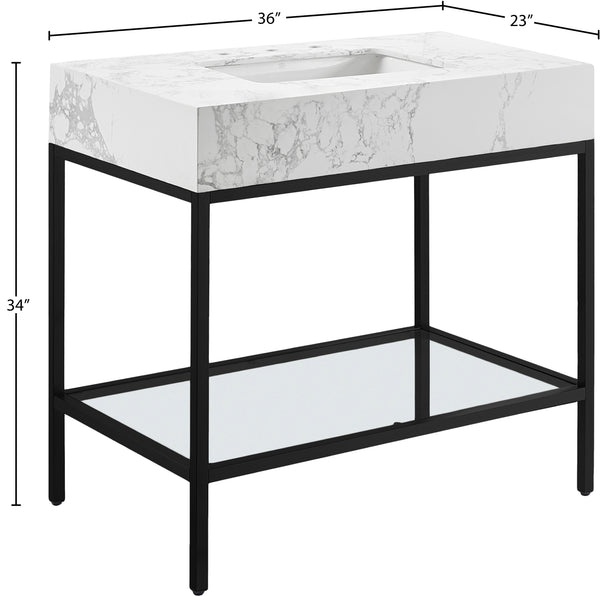 Marmo Artificial Marble / Iron Contemporary White Artificial Marble Bathroom Vanity - 36" W x 23" D x 34" H