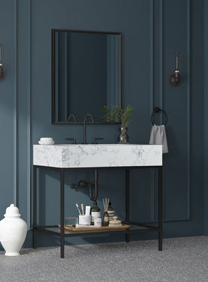 Marmo Artificial Marble / Iron Contemporary White Artificial Marble Bathroom Vanity - 36" W x 23" D x 34" H