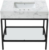 Marmo Artificial Marble / Iron Contemporary White Artificial Marble Bathroom Vanity - 36" W x 23" D x 34" H