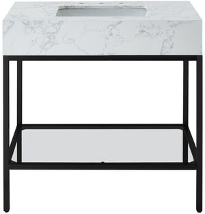 Marmo Artificial Marble / Iron Contemporary White Artificial Marble Bathroom Vanity - 36" W x 23" D x 34" H