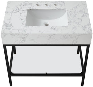 Marmo Artificial Marble / Iron Contemporary White Artificial Marble Bathroom Vanity - 36" W x 23" D x 34" H