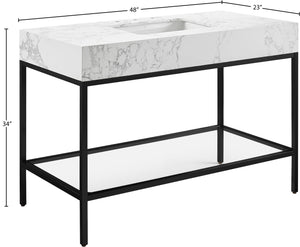 Marmo Artificial Marble / Iron Contemporary White Artificial Marble Bathroom Vanity - 48" W x 23" D x 34" H