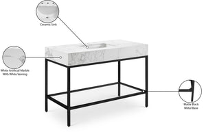 Marmo Artificial Marble / Iron Contemporary White Artificial Marble Bathroom Vanity - 48" W x 23" D x 34" H