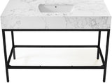 Marmo Artificial Marble / Iron Contemporary White Artificial Marble Bathroom Vanity - 48" W x 23" D x 34" H