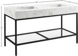 Marmo Artificial Marble / Iron Contemporary White Artificial Marble Bathroom Vanity - 60" W x 23" D x 34" H