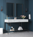 Marmo Artificial Marble / Iron Contemporary White Artificial Marble Bathroom Vanity - 60" W x 23" D x 34" H