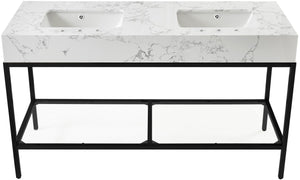 Marmo Artificial Marble / Iron Contemporary White Artificial Marble Bathroom Vanity - 60" W x 23" D x 34" H