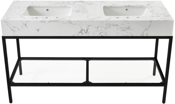 Marmo Artificial Marble / Iron Contemporary White Artificial Marble Bathroom Vanity - 60" W x 23" D x 34" H