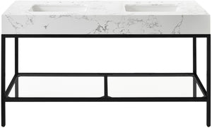 Marmo Artificial Marble / Iron Contemporary White Artificial Marble Bathroom Vanity - 60" W x 23" D x 34" H