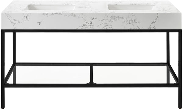 Marmo Artificial Marble / Iron Contemporary White Artificial Marble Bathroom Vanity - 60" W x 23" D x 34" H